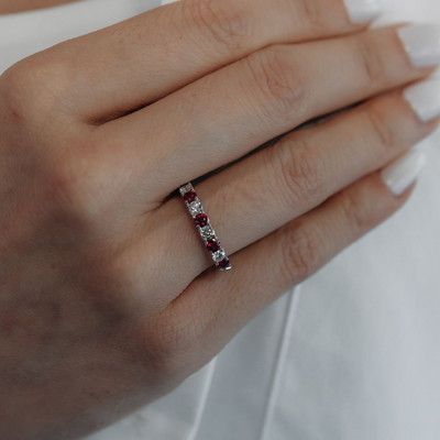 0.50CT Ruby & Diamond Halfway Ring