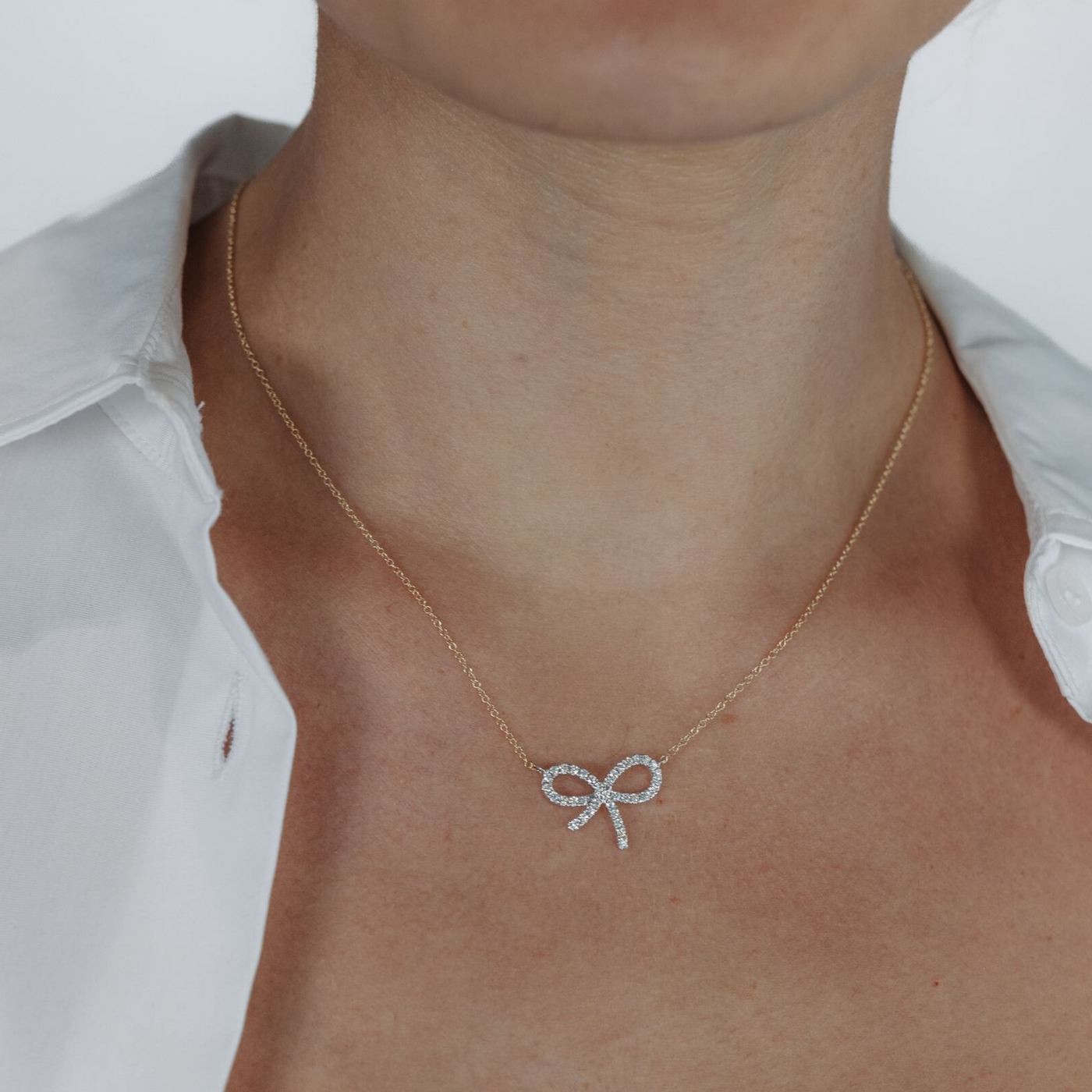 0.30CT Diamond Bow Necklace