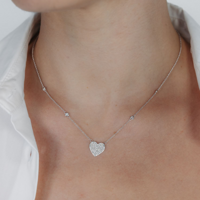 Pave' Heart with Drops By The Yard Necklace