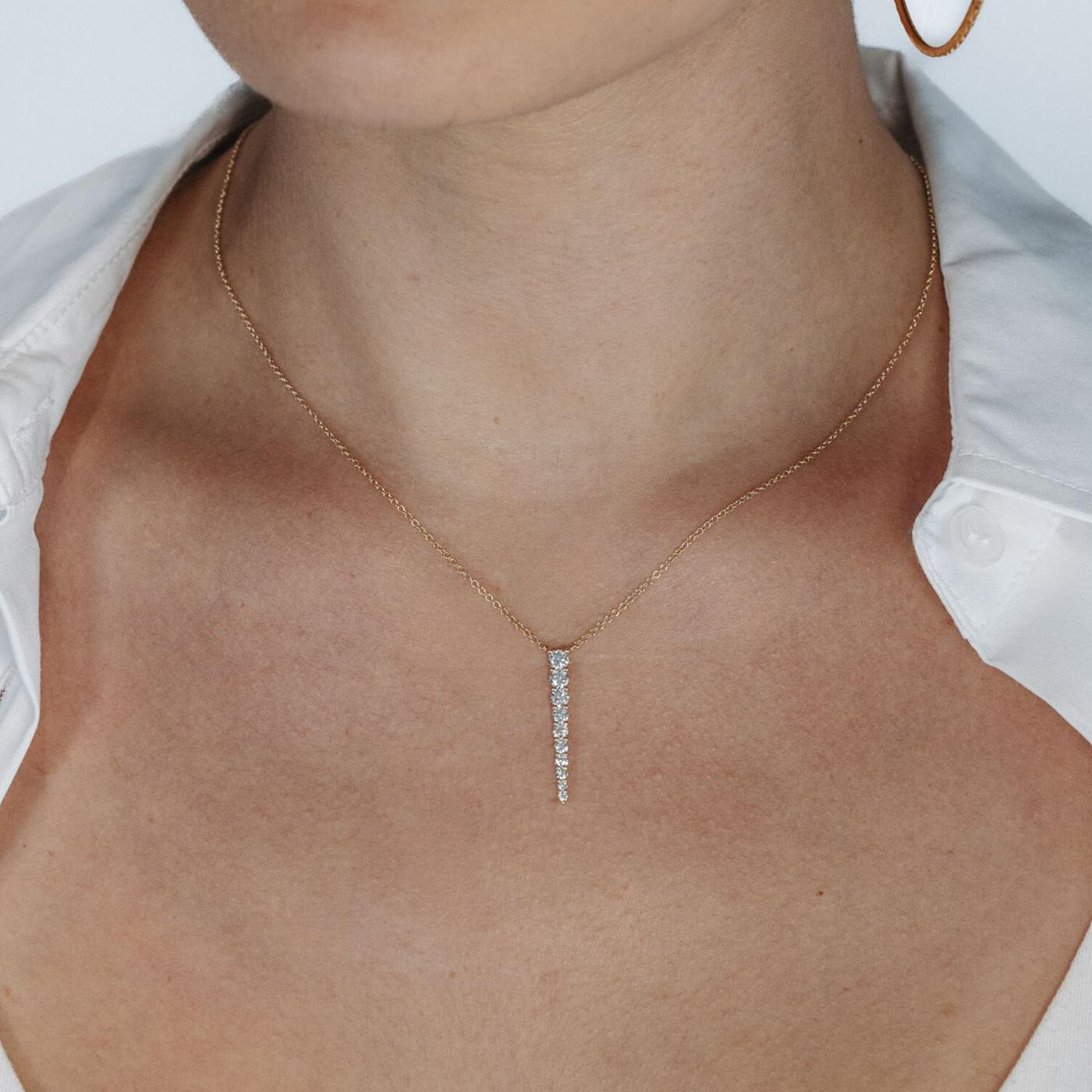 Graduated Diamond Linear Bar Necklace