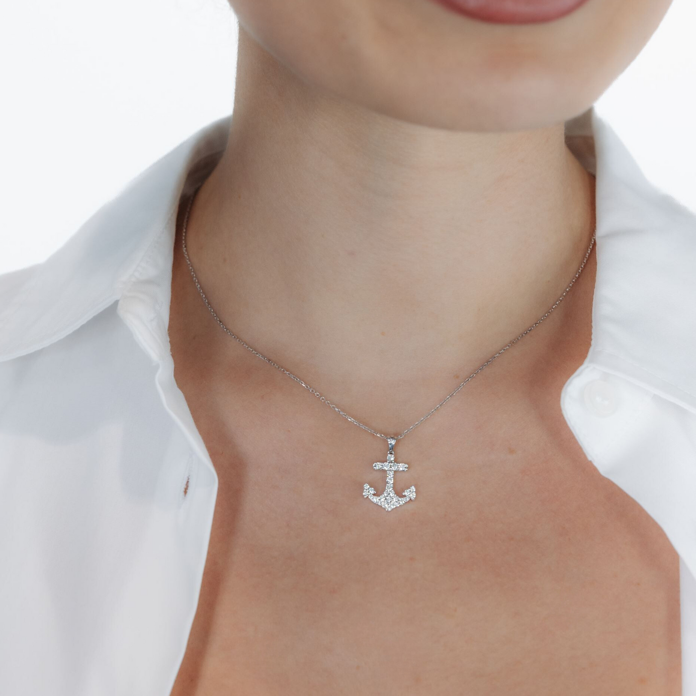 Diamond Anchor Pendant