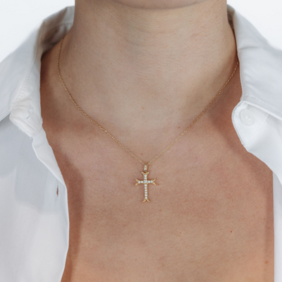 Milgrain 0.10CT Diamond Cross Necklace