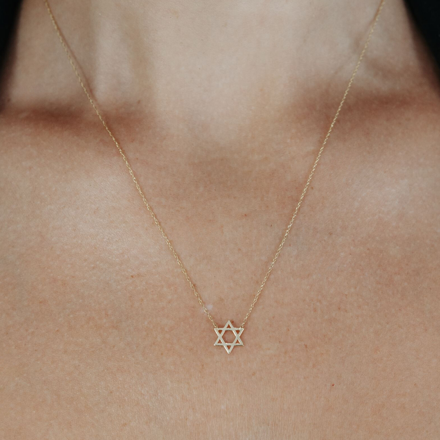 Mini Gold Star Of David Necklace