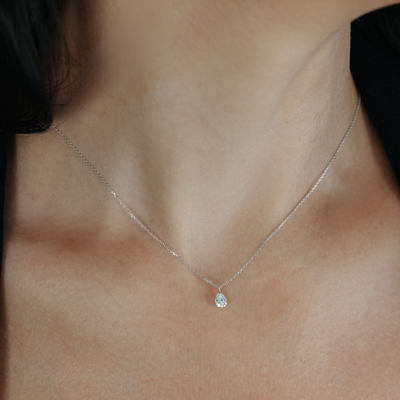 Solitaire 0.30CT Pear Diamond Necklace