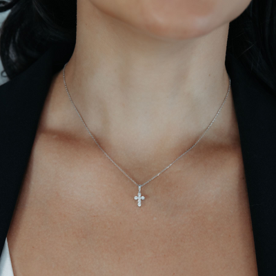 Classic Shared Prong 0.25ct Diamond Cross Pendant