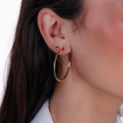 Classic 2mm Round 1.5" Gold Hoop Earrings