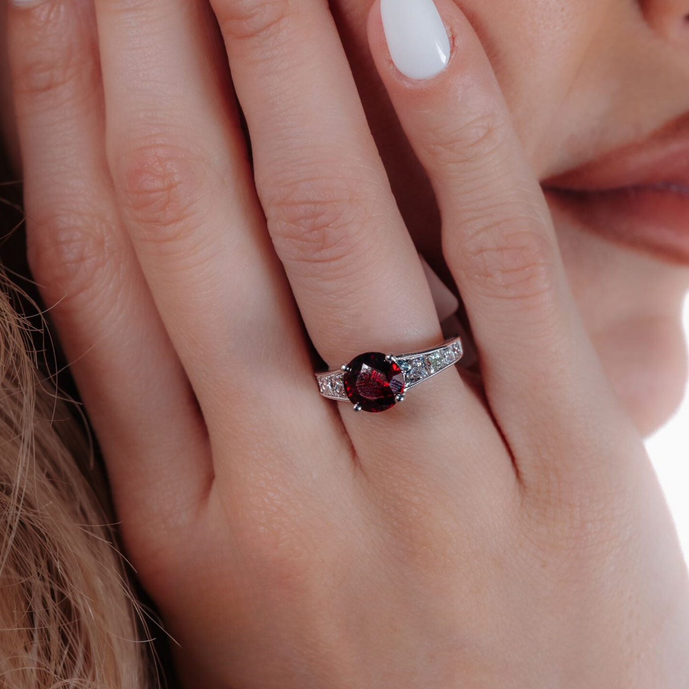 2.13CT Round Ruby & Diamond Ring