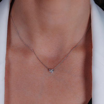 Illusion Heart Shaped Diamond Bezel Necklace