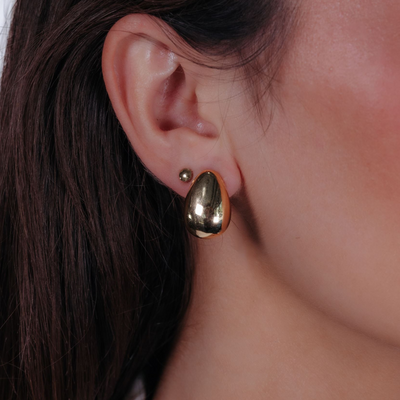 0.75" Almond Drop 14mm Gold Earrings