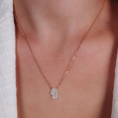 Medium Pave' Hamsa Necklace