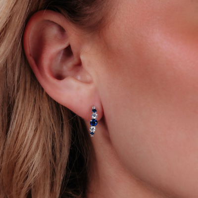 Shared Prong Sapphire & Diamond Earrings