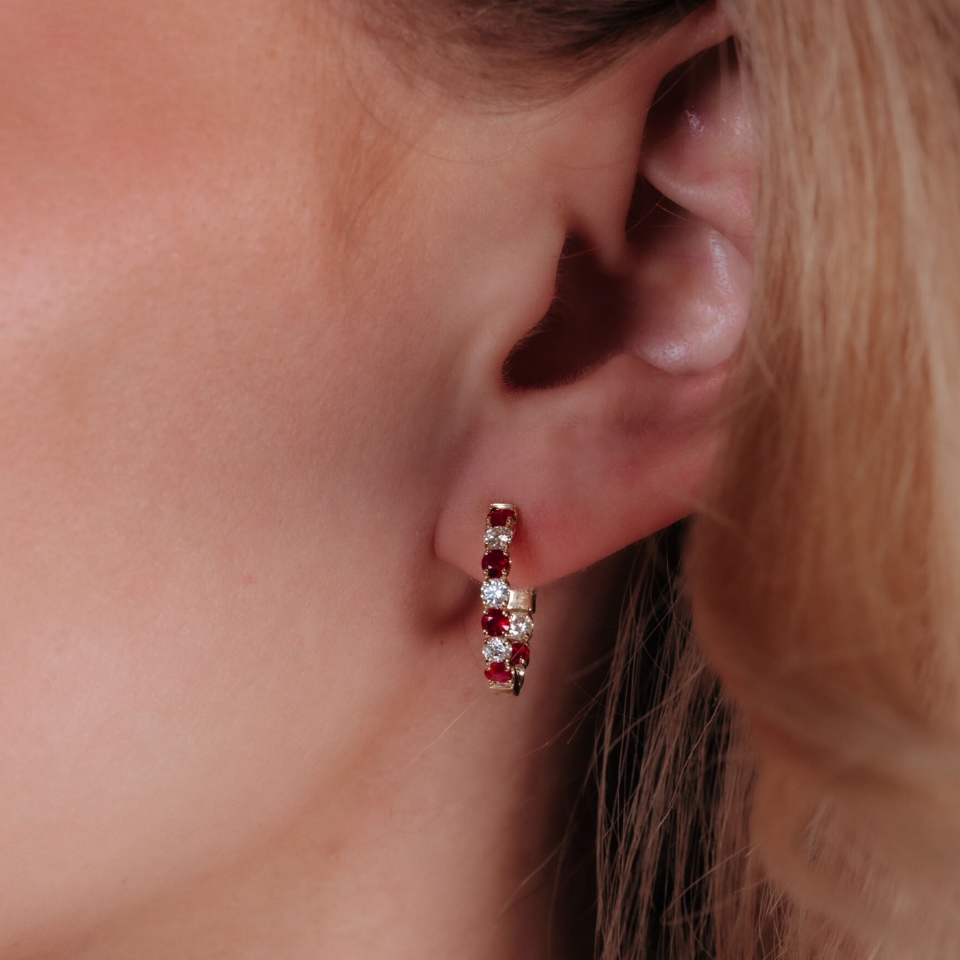 Inside & Out 0.95CT Ruby & Diamond Hoop Earrings