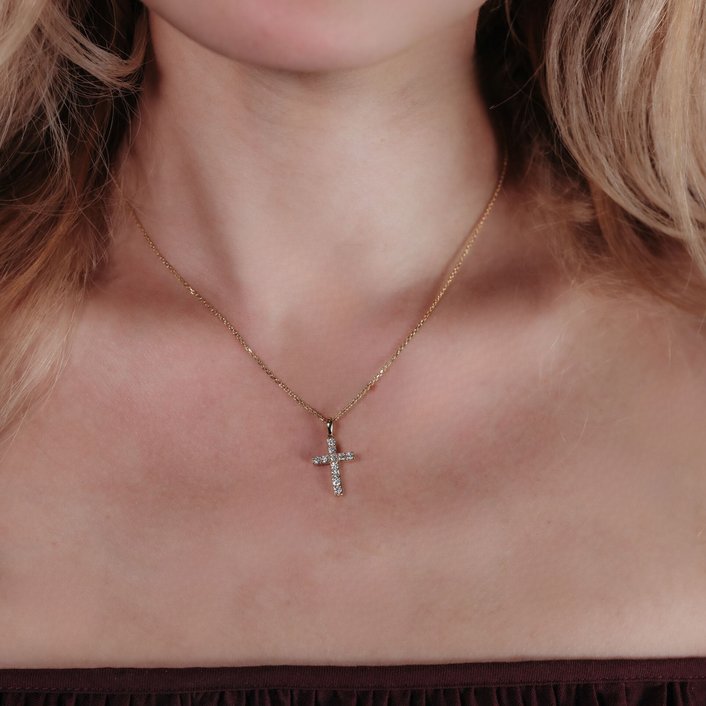 French Set 0.35CT Diamond Cross Pendant