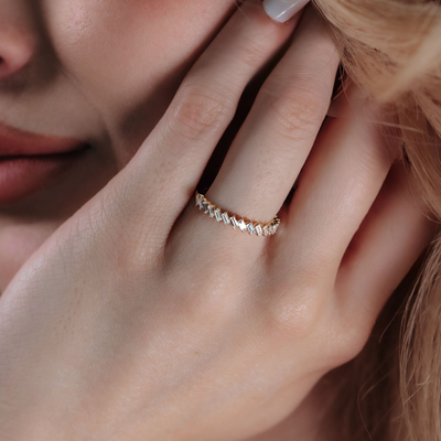 Asymmetrical Baguette Diamond Ring