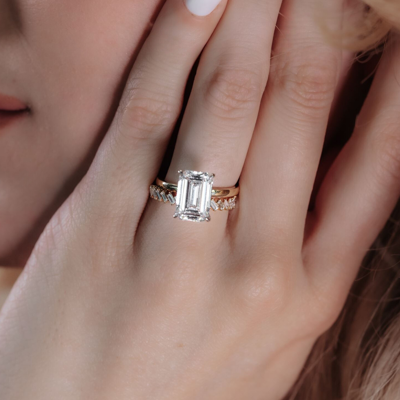 Asymmetrical Baguette Diamond Ring