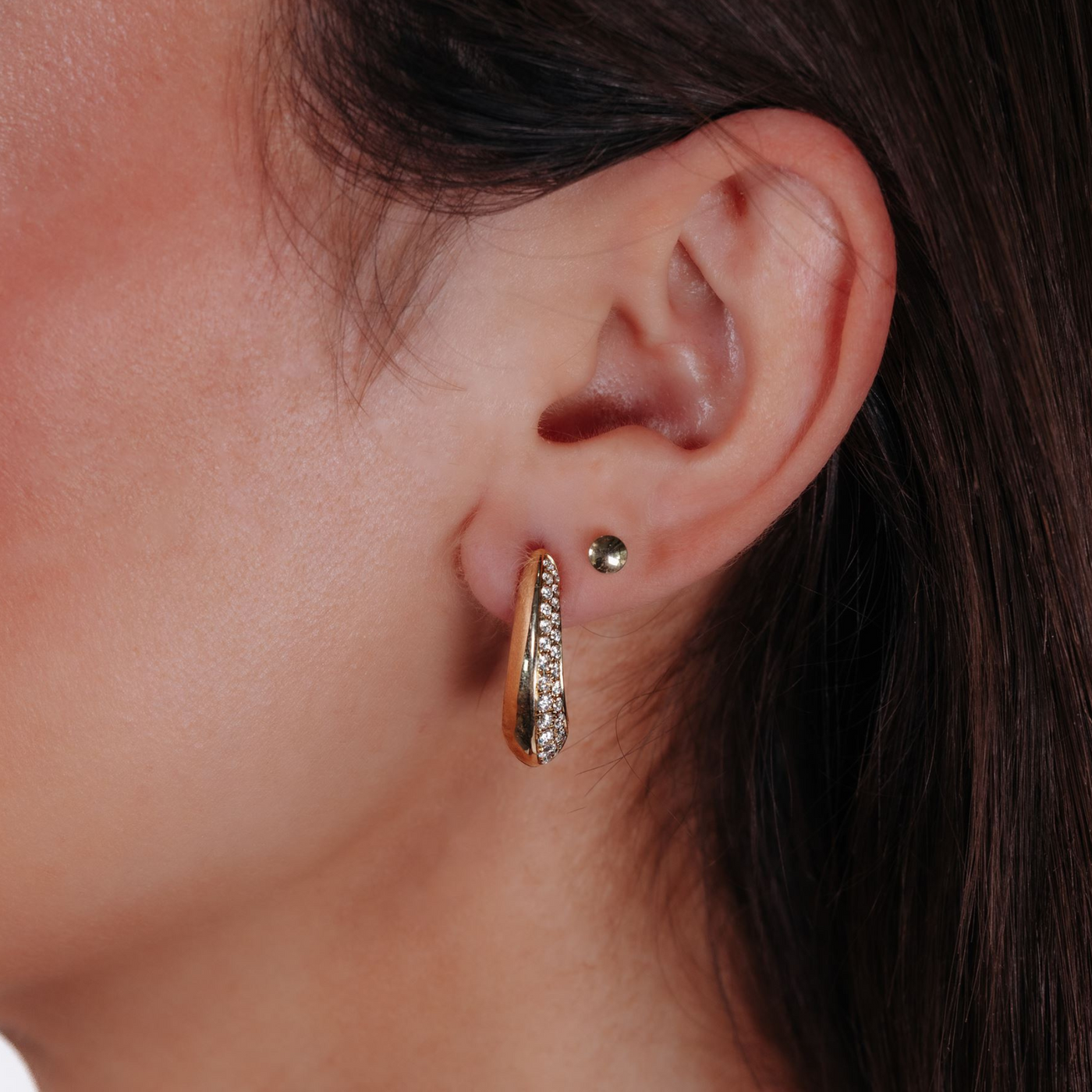 Knife Edge Pave Hoop Earrings