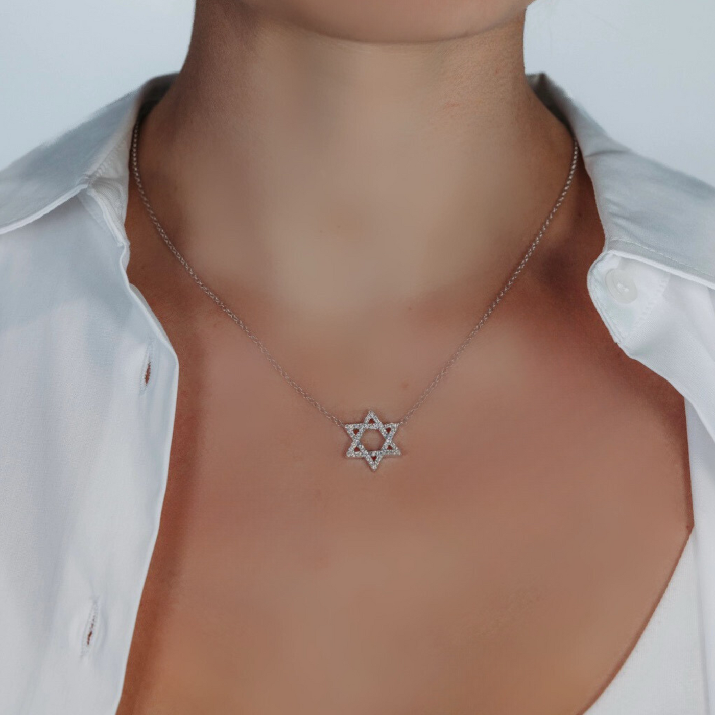 0.35CT Diamond Star of David Necklace