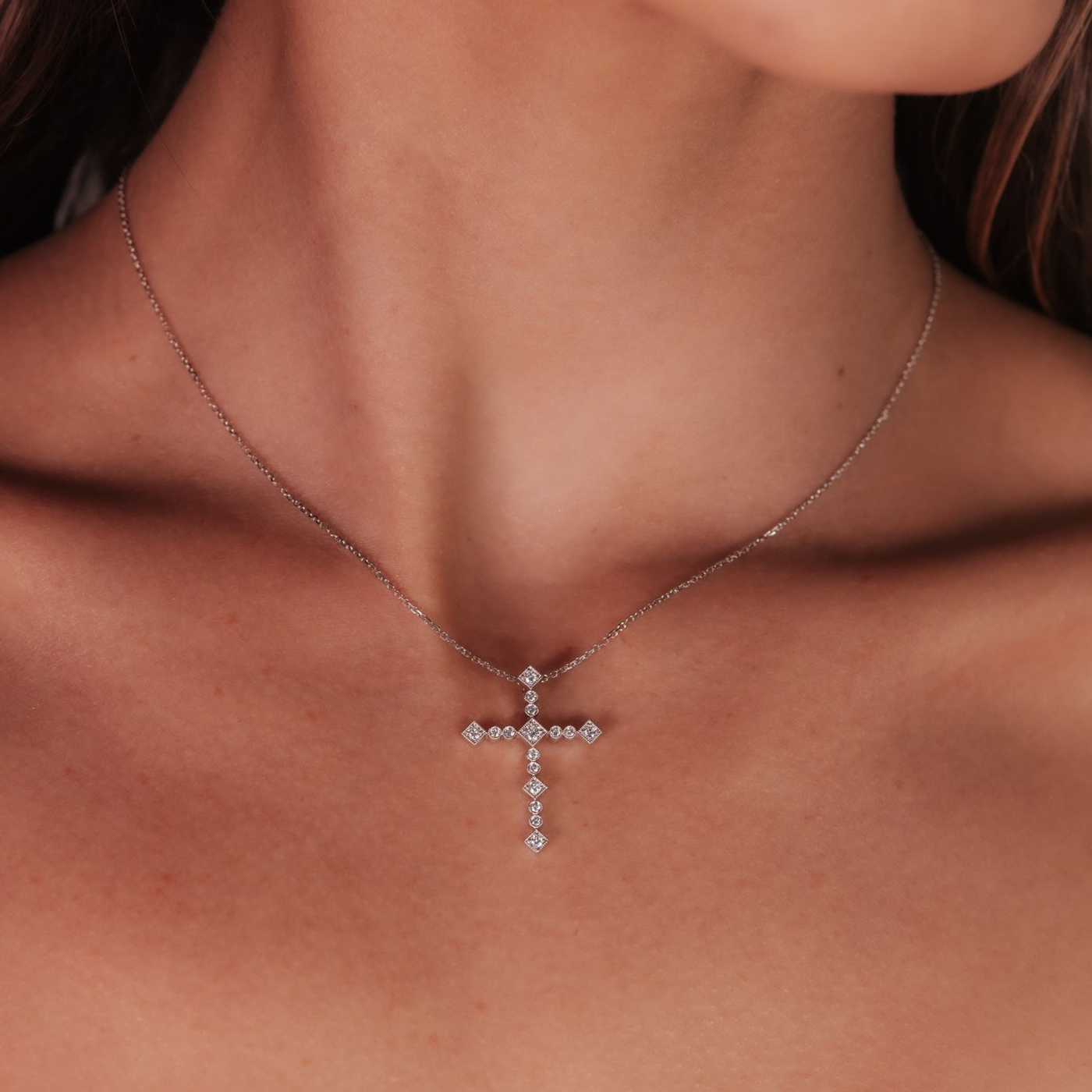 Milgrain 0.30CT Vintage Cross Pendant