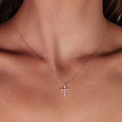 Marquise Diamond Pinpoint Cross Necklace