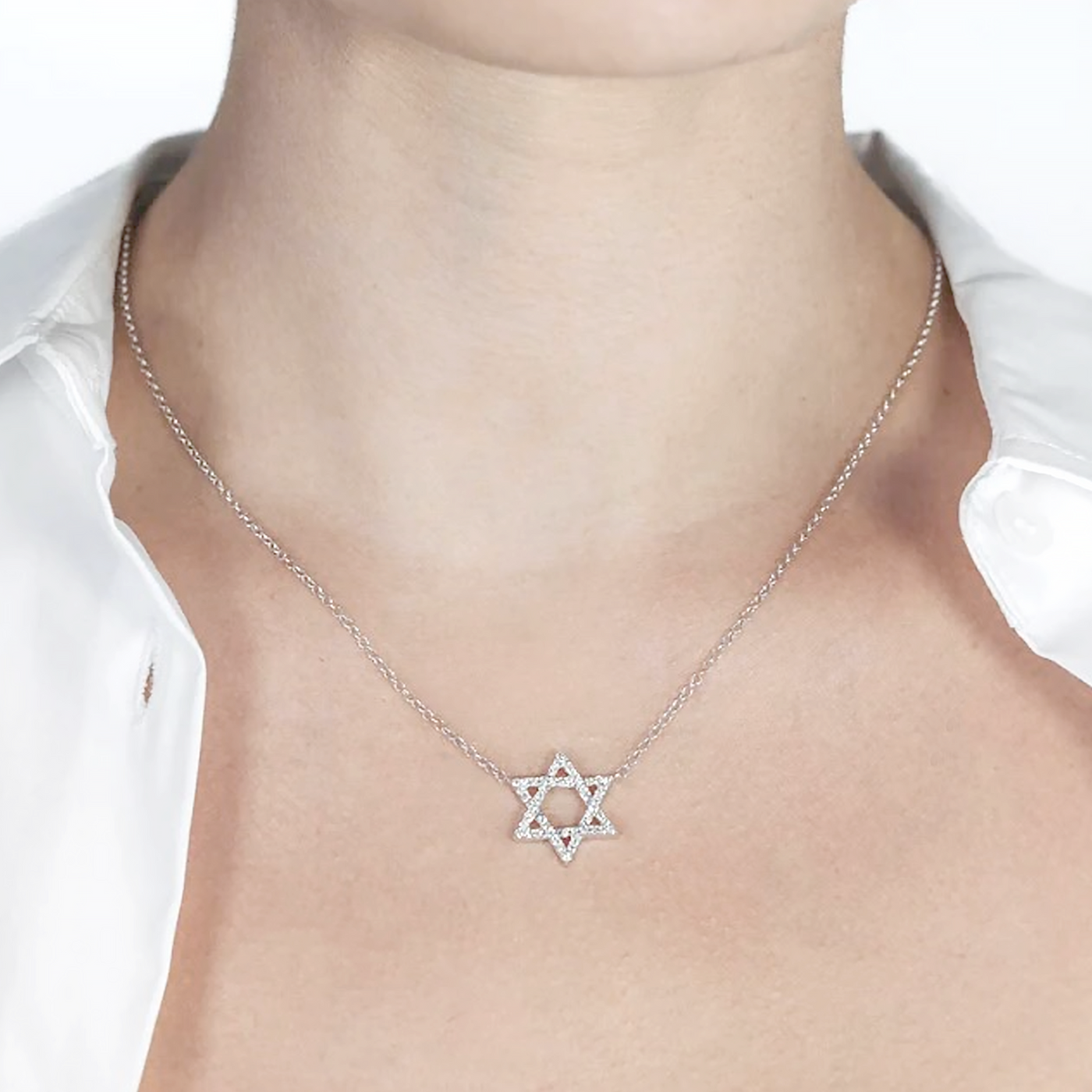 0.35CT Diamond Star of David Necklace