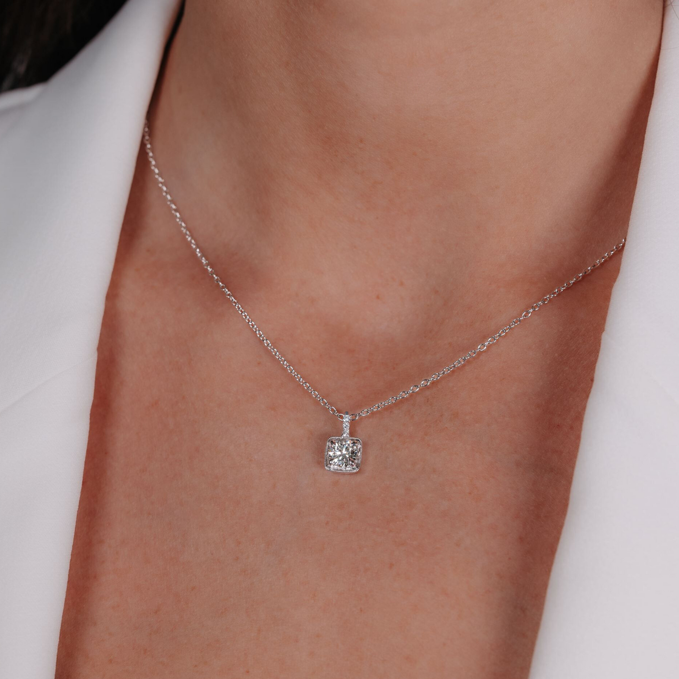 Solitaire 0.81CT Round Diamond Necklace