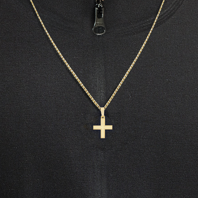 0.5" Solid Gold Beveled Greek Cross Pendant