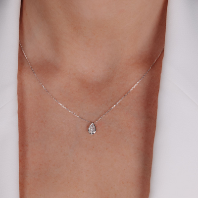 0.30CT Invisible Set Pear Shaped Diamond Necklace