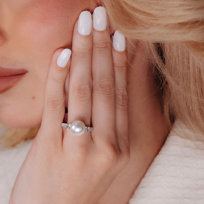 10MM South Sea Pearl & 0.70CT Diamond Ring