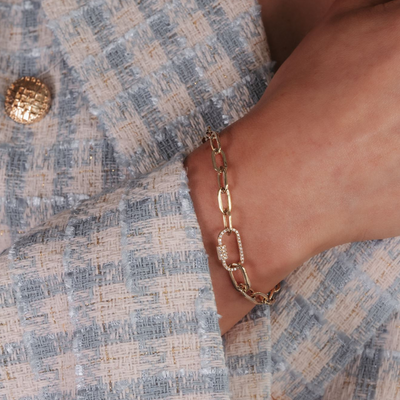 Paper Clip Diamond Clasp Bracelet