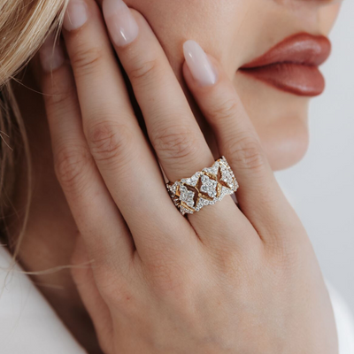 Wide Scalloped Diamond Ring