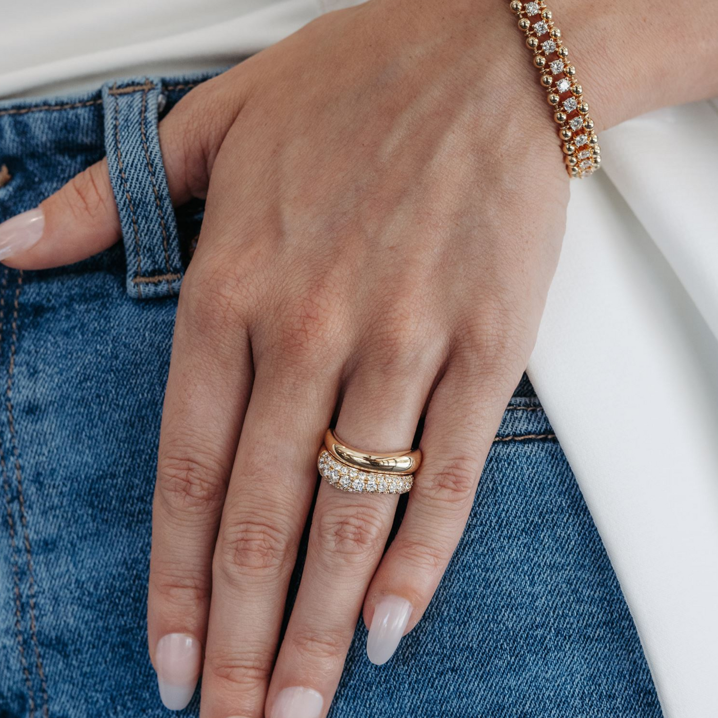 Pave' Double Curved Ring