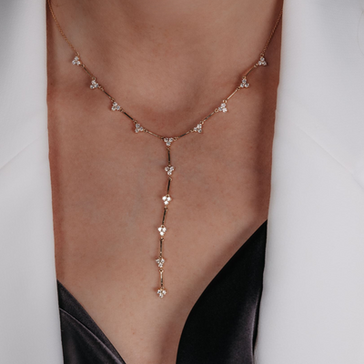 14 Station Diamond Lariat Necklace