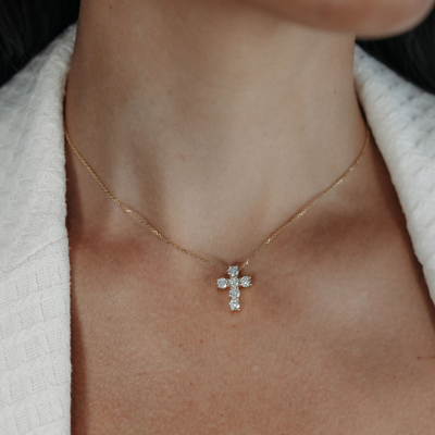 6 solitaire 1.50CT Diamond Cross Pendant