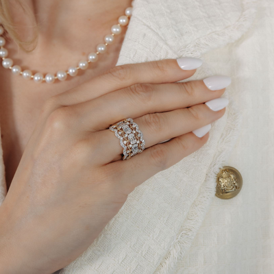 Vintage Inspired Baguette & Round Diamond Ring