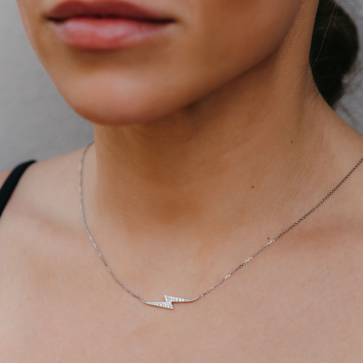 Pave' Diamond Lighting Bolt Necklace