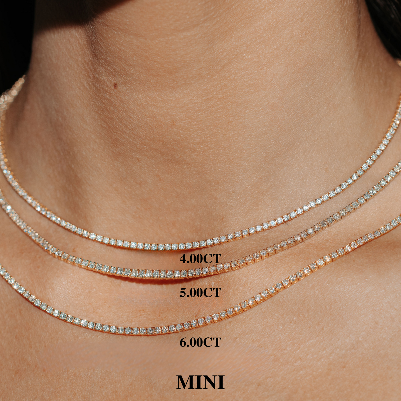 Straight Line "Classic" Mini Diamond Tennis Necklaces