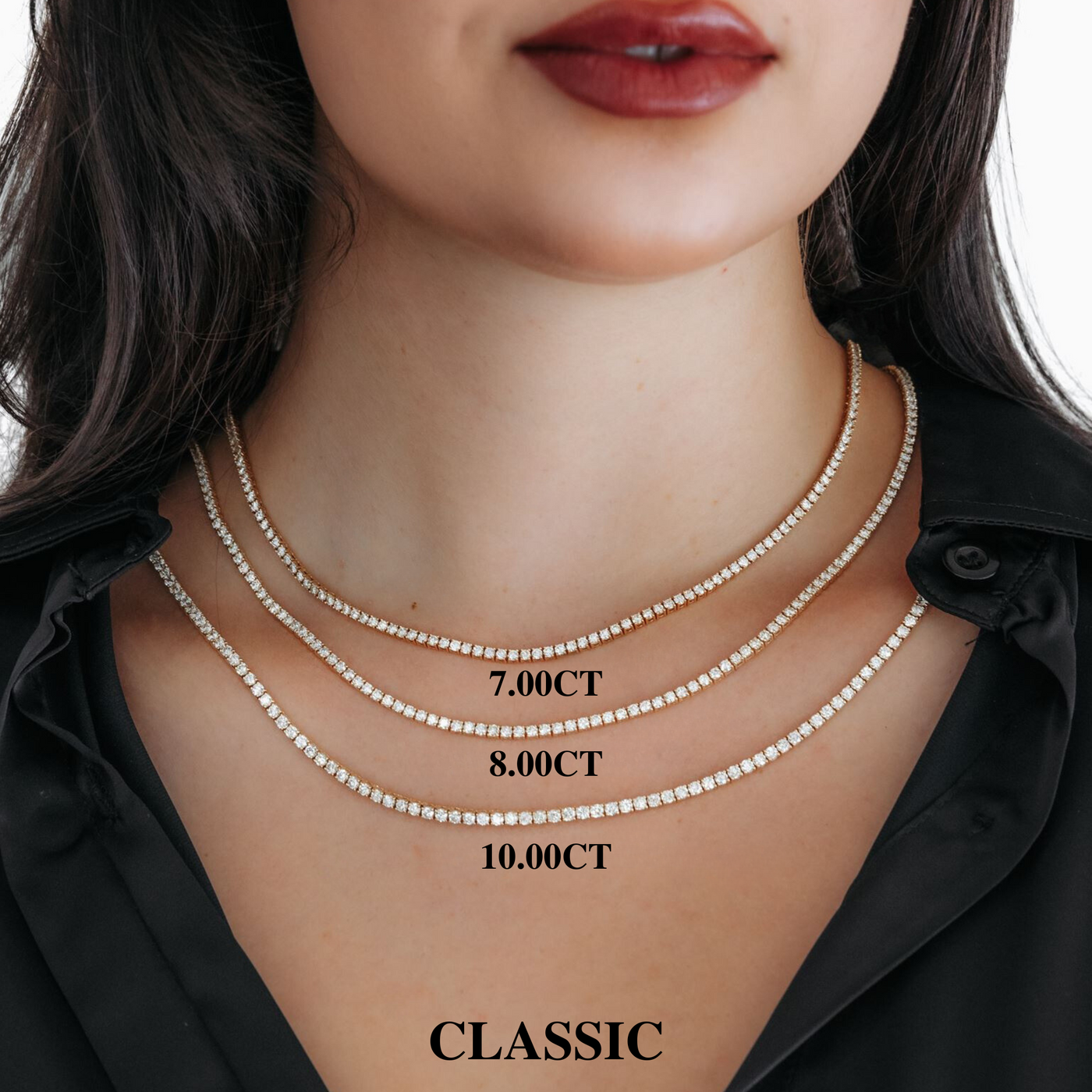 Straight Line "Classic"  Diamond Tennis Necklaces