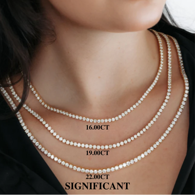 Straight Line "Classic" Significant Diamond Tennis Necklaces