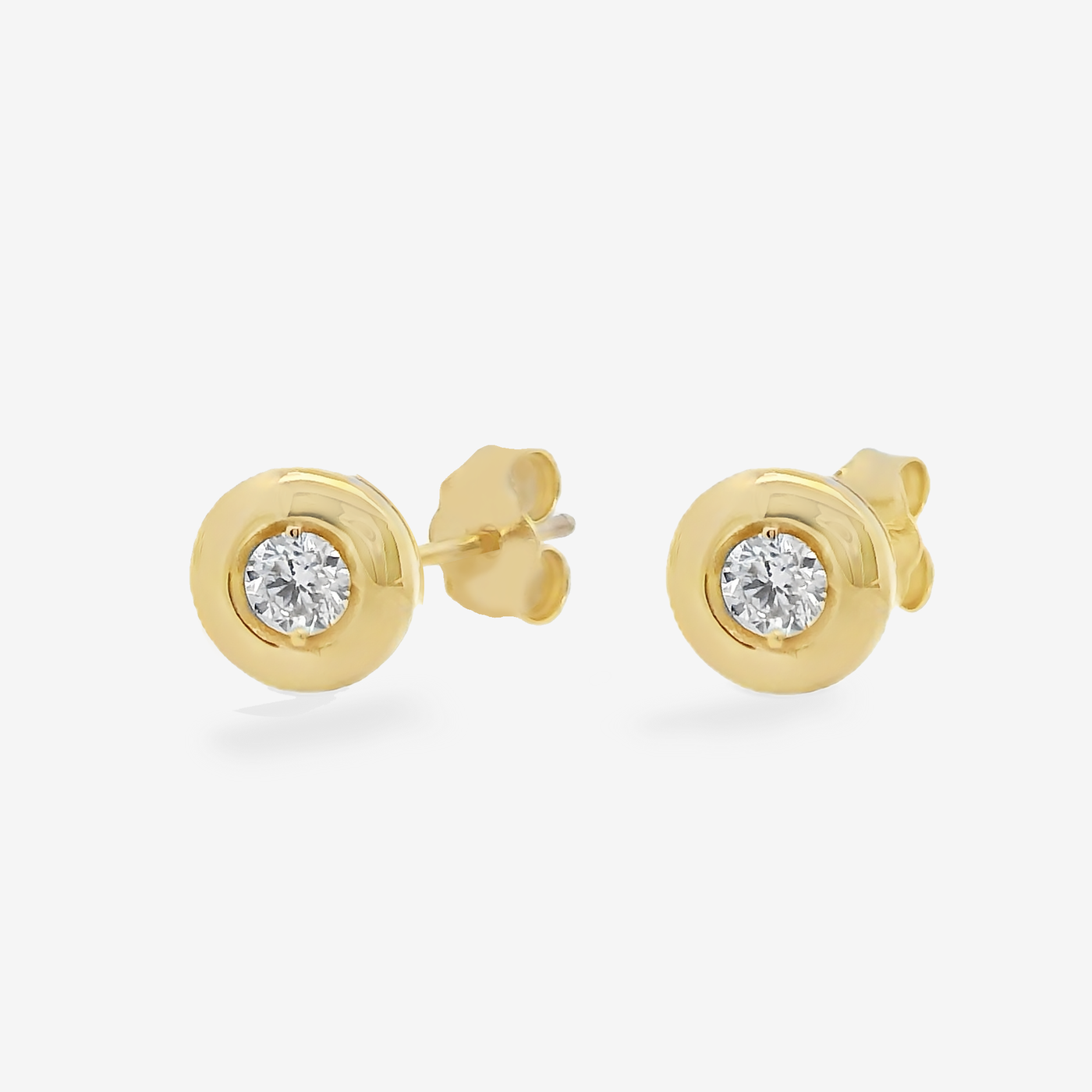 Wide Bezel Set Diamond Earrings