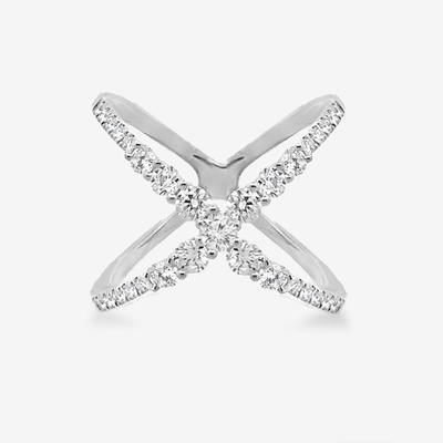 Wide Graduated Diamond X Ring