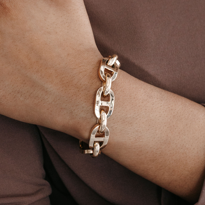 large gold anchor link bracelet