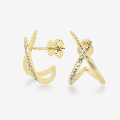 X Pave' Diamond Huggie Earrings